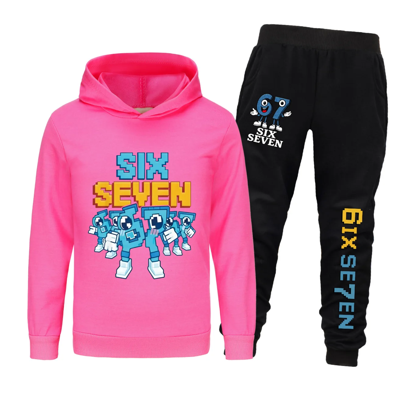 Six Seven Kids Clothes Set Cartoon Steal A Brainrot  Boys Girls Hoodie+Pants 2pcs Set Toddler  Tracksuit Children Outfits