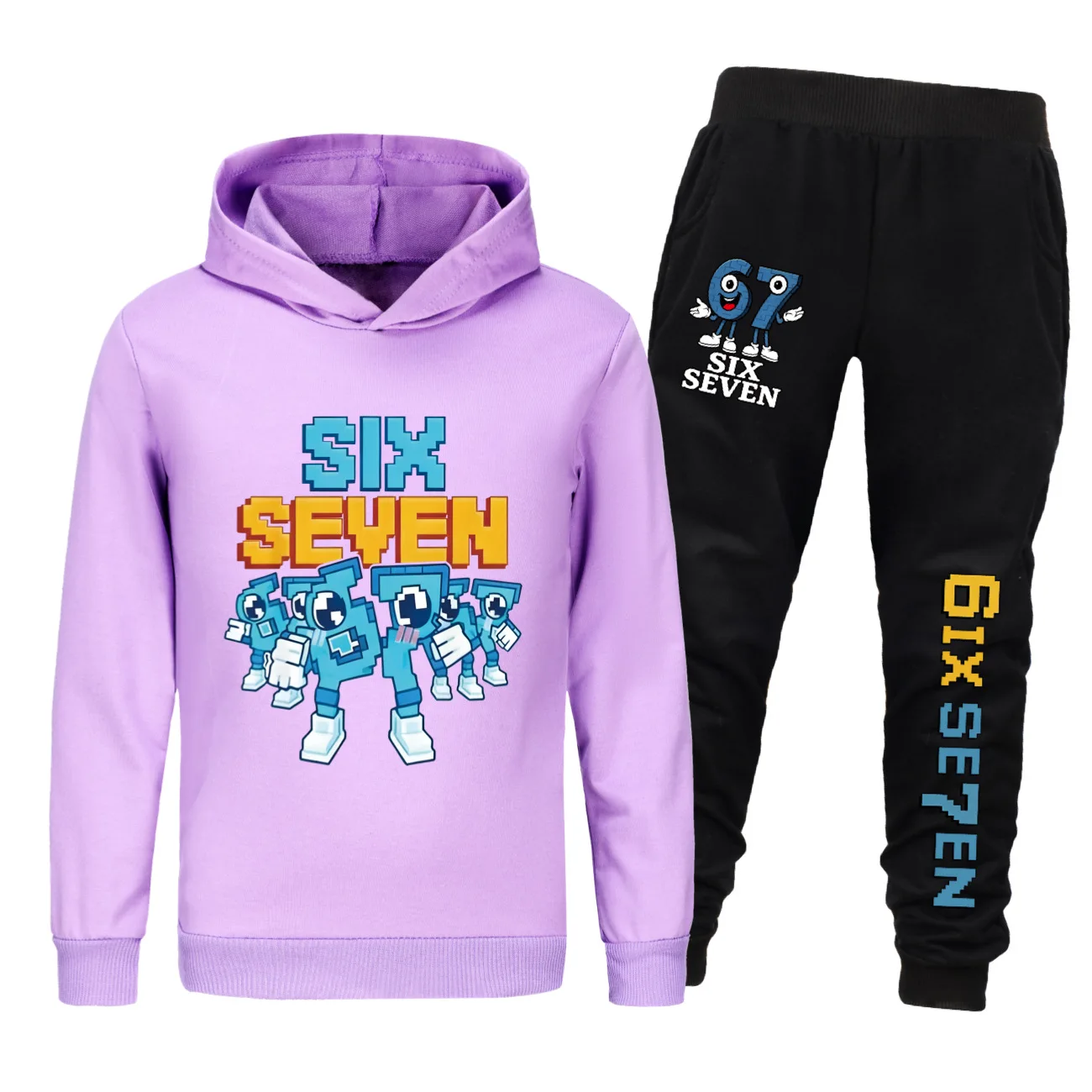 Six Seven Kids Clothes Set Cartoon Steal A Brainrot  Boys Girls Hoodie+Pants 2pcs Set Toddler  Tracksuit Children Outfits