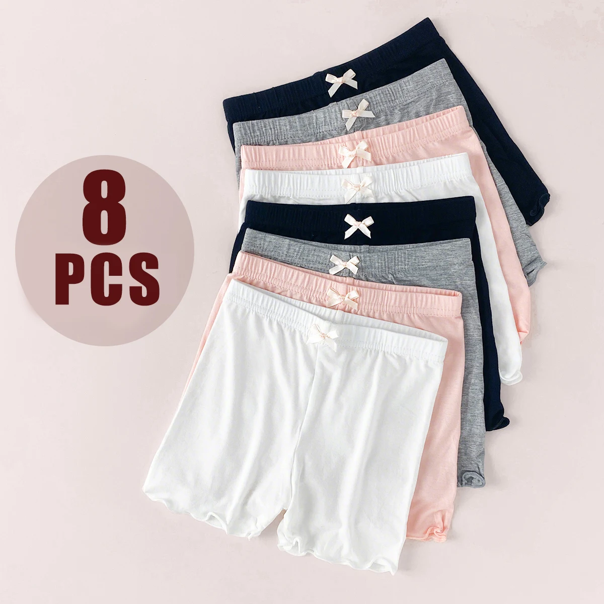 8 PCS Baby Toddler Leggings Girls Kids Tights Suitable for Spring and Summer Children's Anti Slip Bow Lace Leggings Simple and C