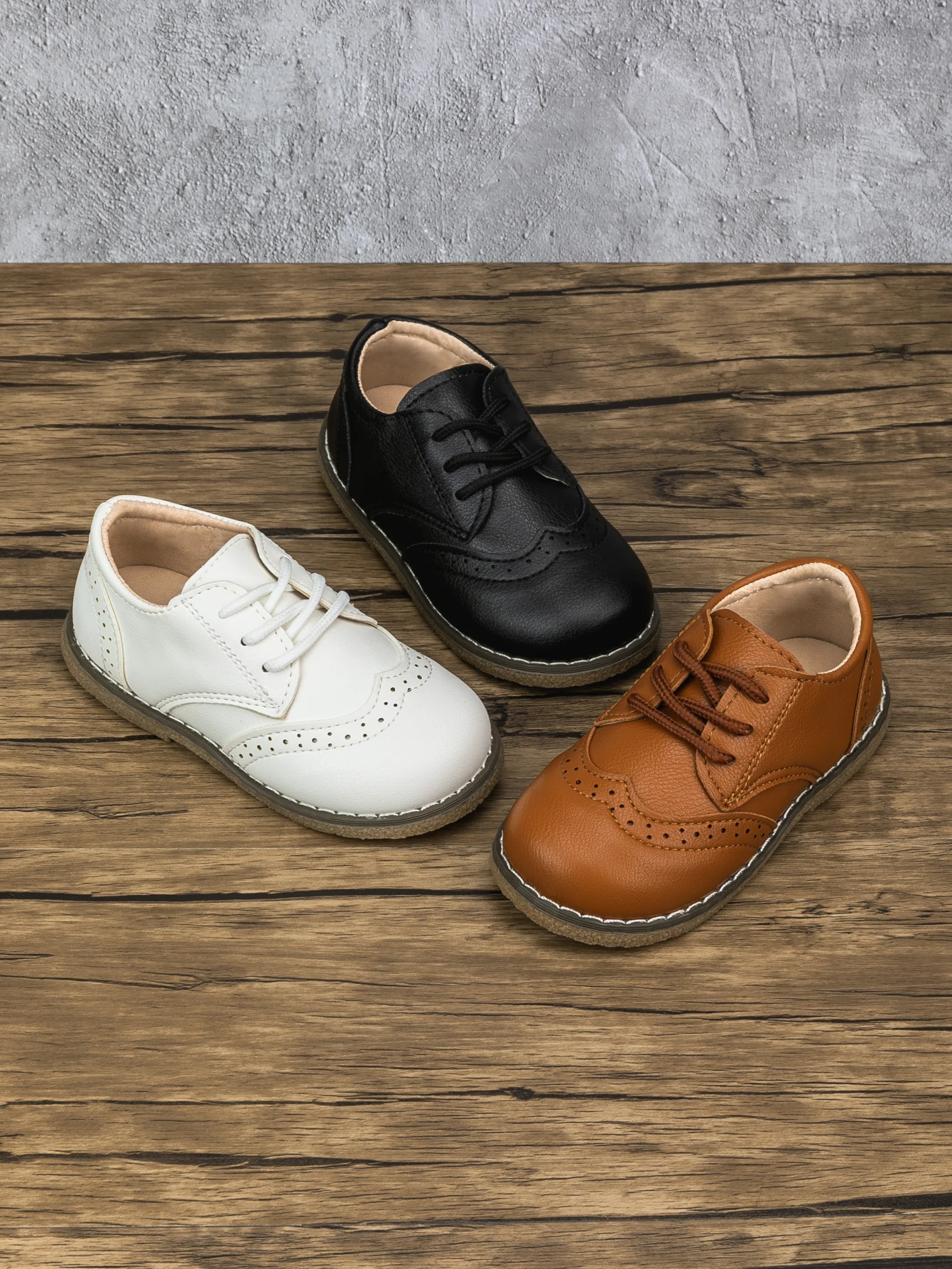 Four Seasons New Children's Leather Shoes Lace-Up Fashion Casual Sneakers Versatile Anti-Slip Waterproof Young Children's Shoes