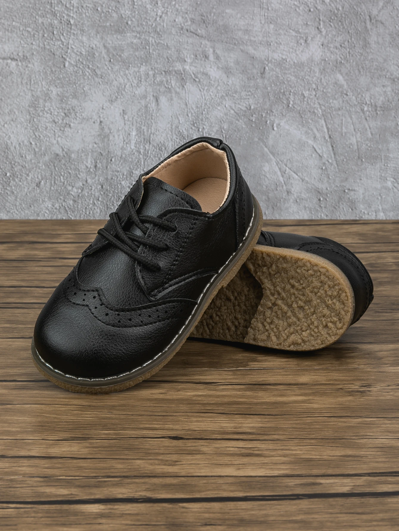 Four Seasons New Children's Leather Shoes Lace-Up Fashion Casual Sneakers Versatile Anti-Slip Waterproof Young Children's Shoes