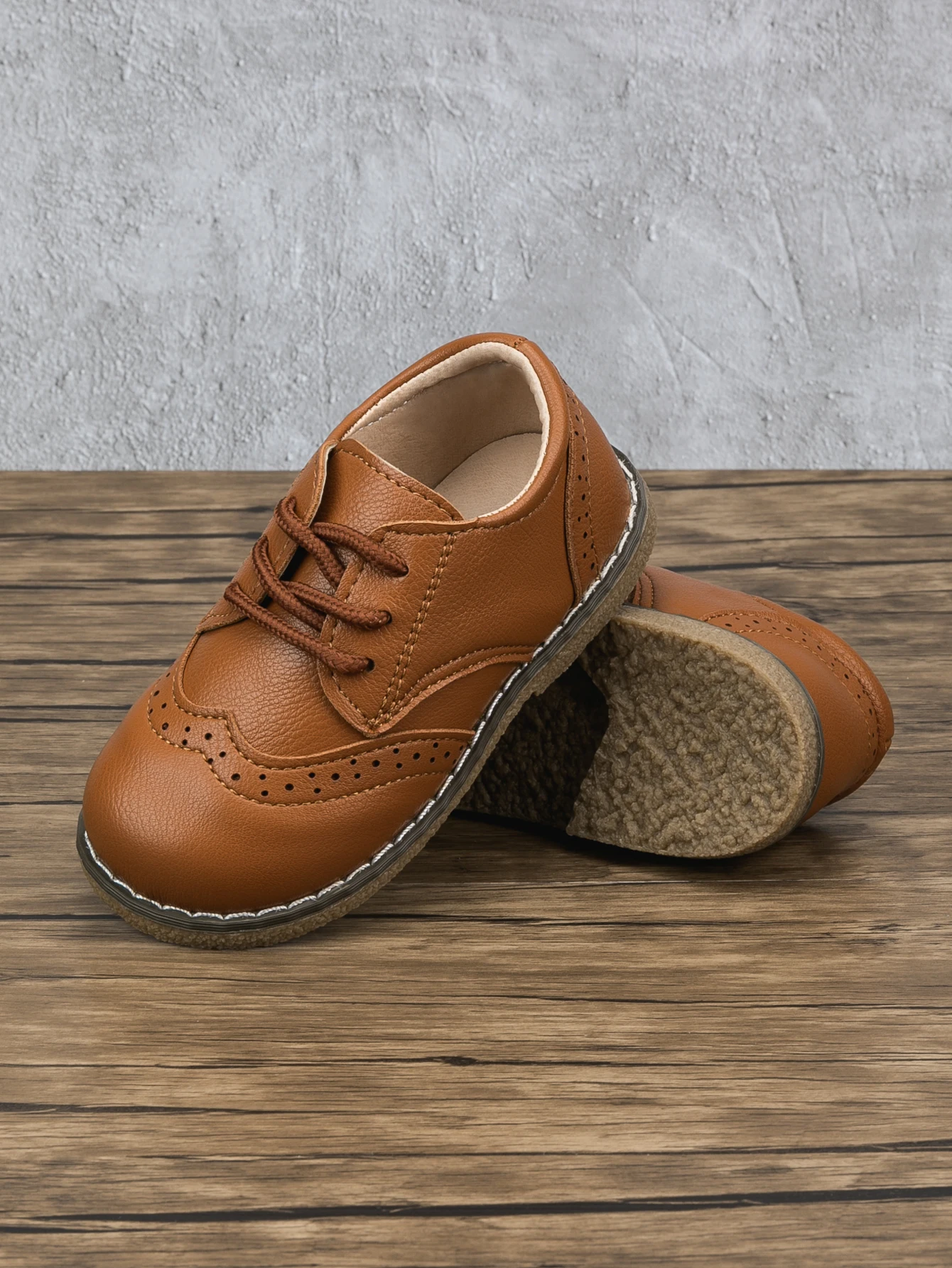 Four Seasons New Children's Leather Shoes Lace-Up Fashion Casual Sneakers Versatile Anti-Slip Waterproof Young Children's Shoes