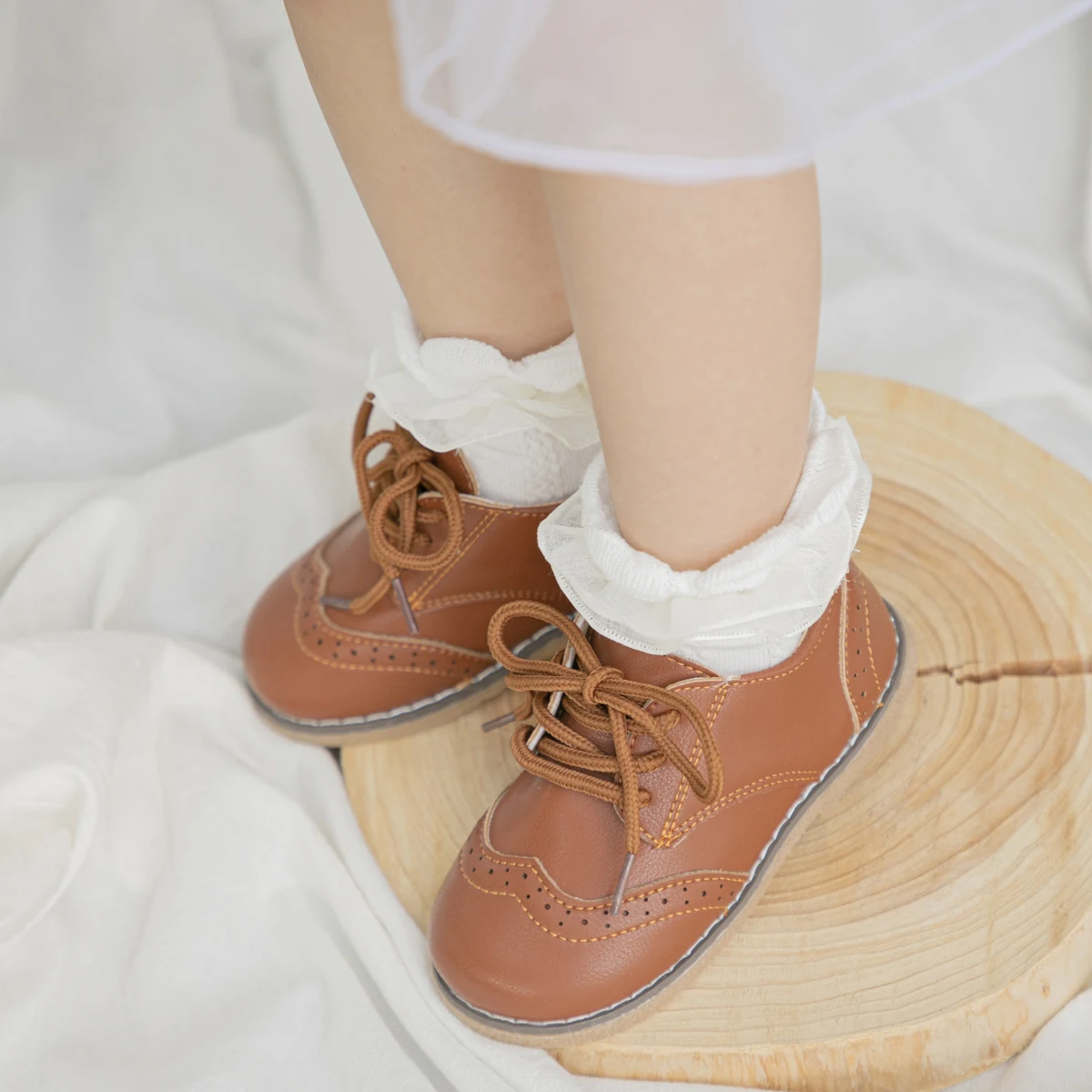 Four Seasons New Children's Leather Shoes Lace-Up Fashion Casual Sneakers Versatile Anti-Slip Waterproof Young Children's Shoes