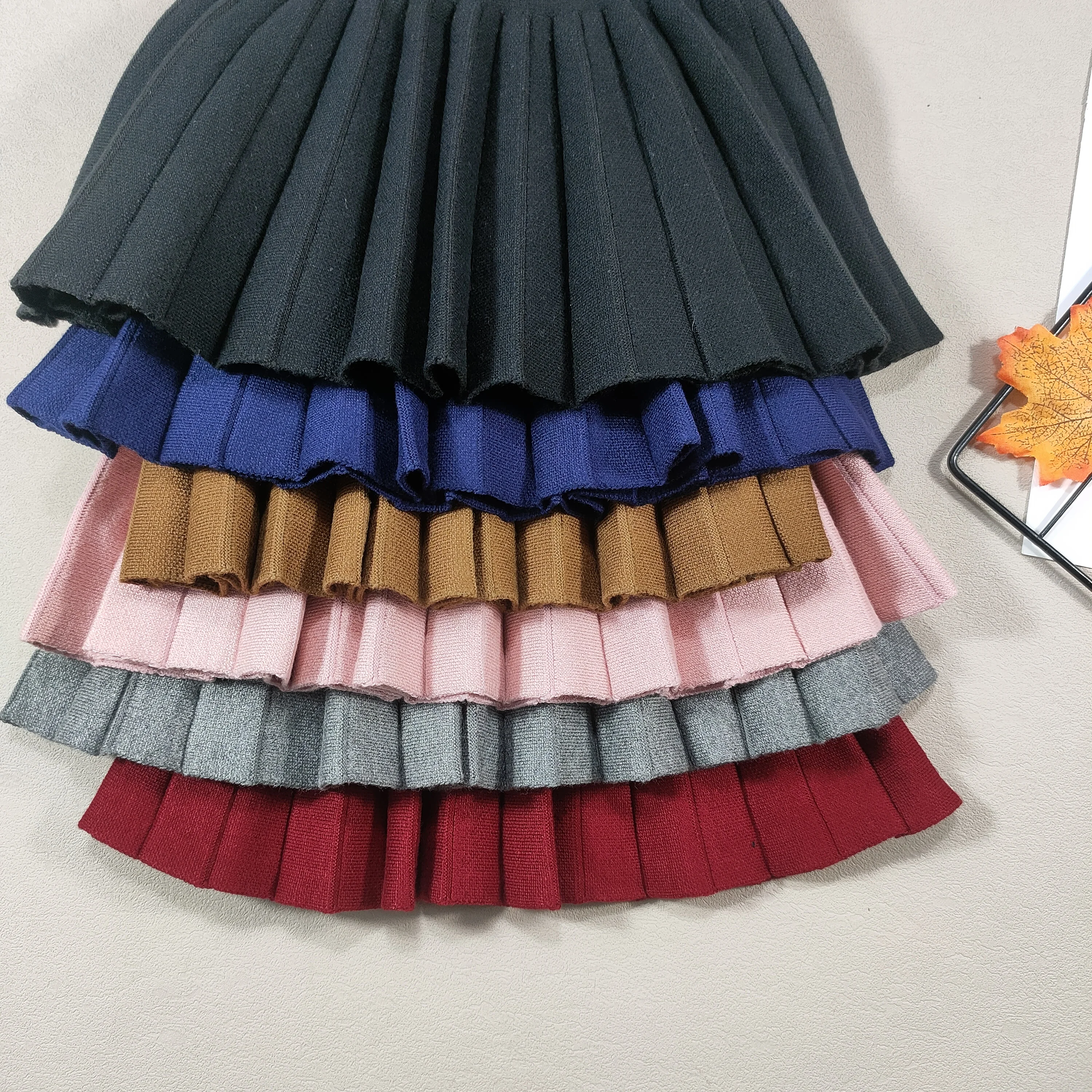 Kids Skirt Girls' Pleated Skirt Solid Sweet Pink Beach Skirt Black Cute Mini Skirt Slim Fit Baby Princess Skirt 2-12 Years