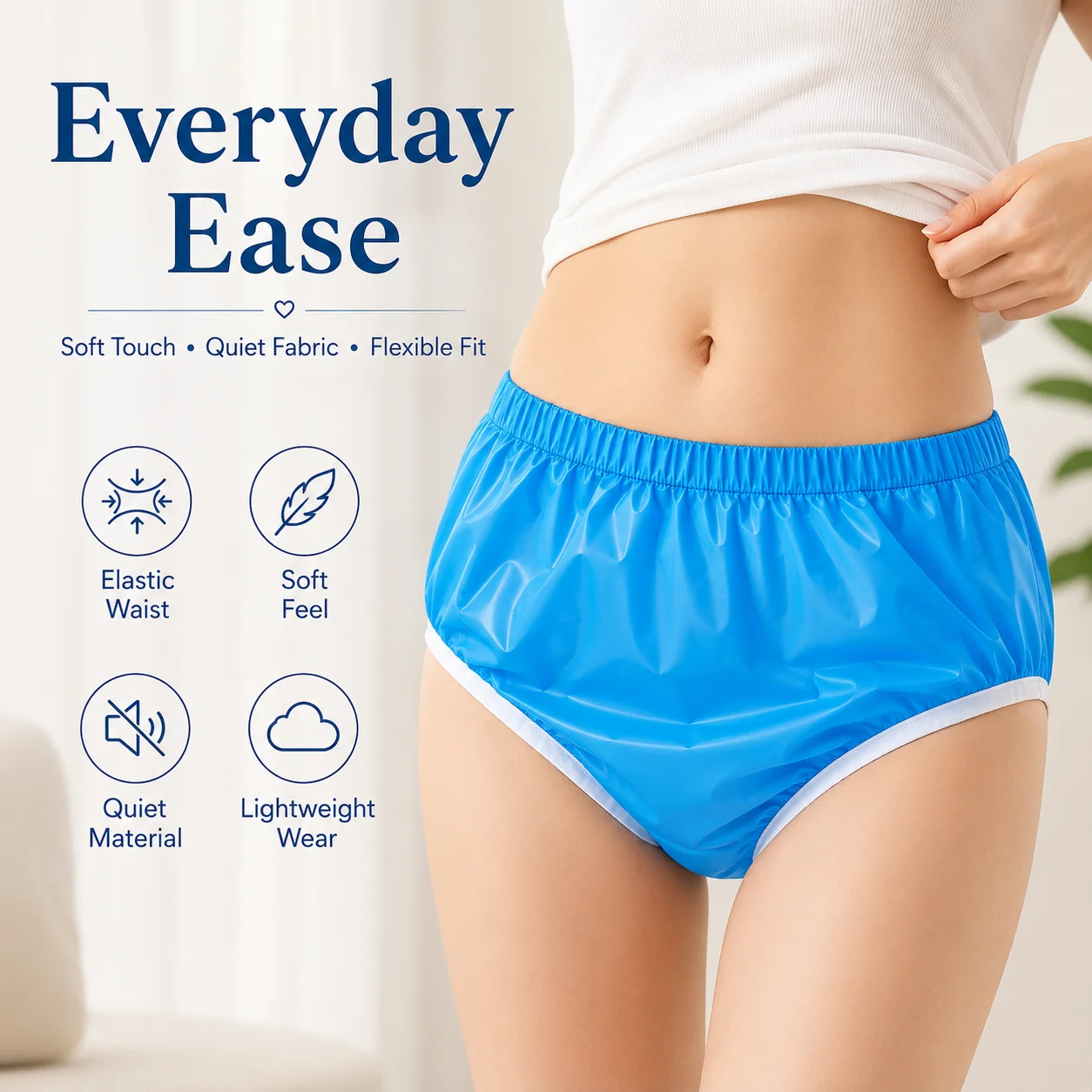1Piece Hot Soft Silent Reusable Washable Adult Household Protective Underpants Adjustable Flexible Elastic Waistband For Body