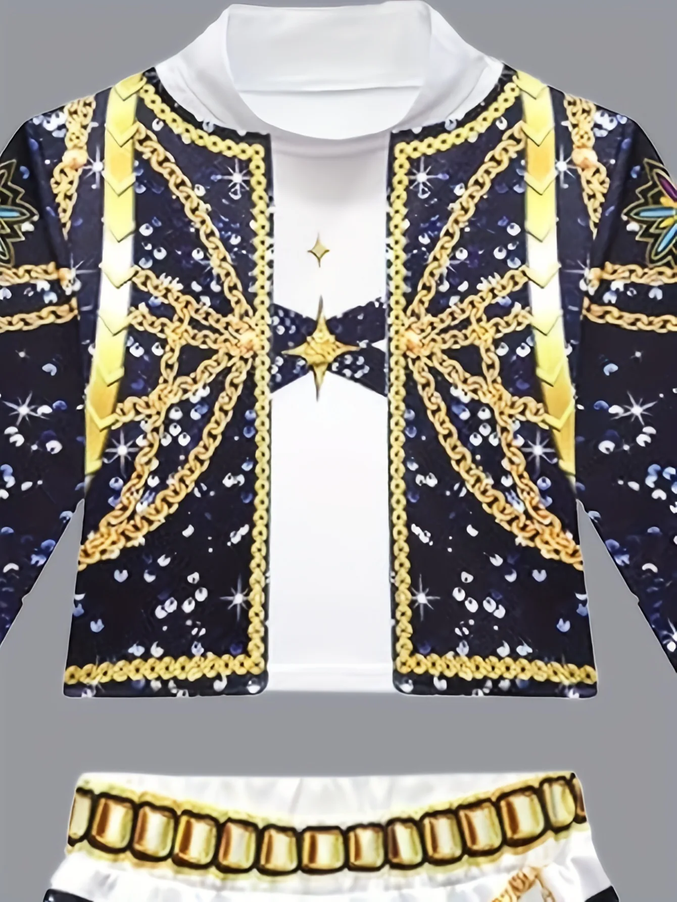 2026 Kids Girl Kpop Stage Performance Costume Hip Hop Outfit Cropped Jacket+Shorts 2PCS/Sets Streetwear Idol Concert Dance Party