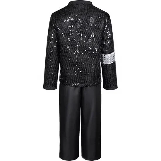 Boys Celebrity Cosplay Costume Set Sequin Jacket Pants With Accessories Kids Carnival Birthday Hip Hop Performance Outfit