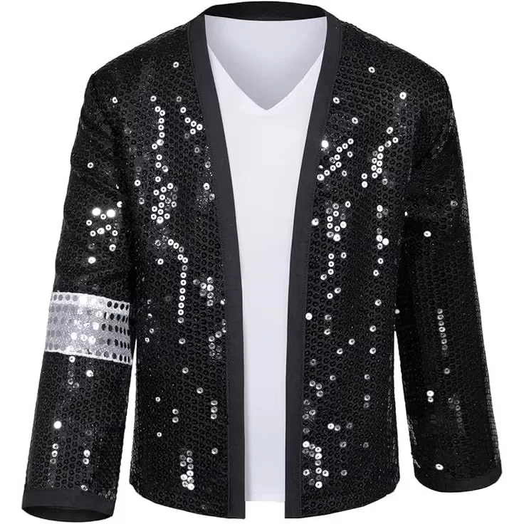 Boys Celebrity Cosplay Costume Set Sequin Jacket Pants With Accessories Kids Carnival Birthday Hip Hop Performance Outfit