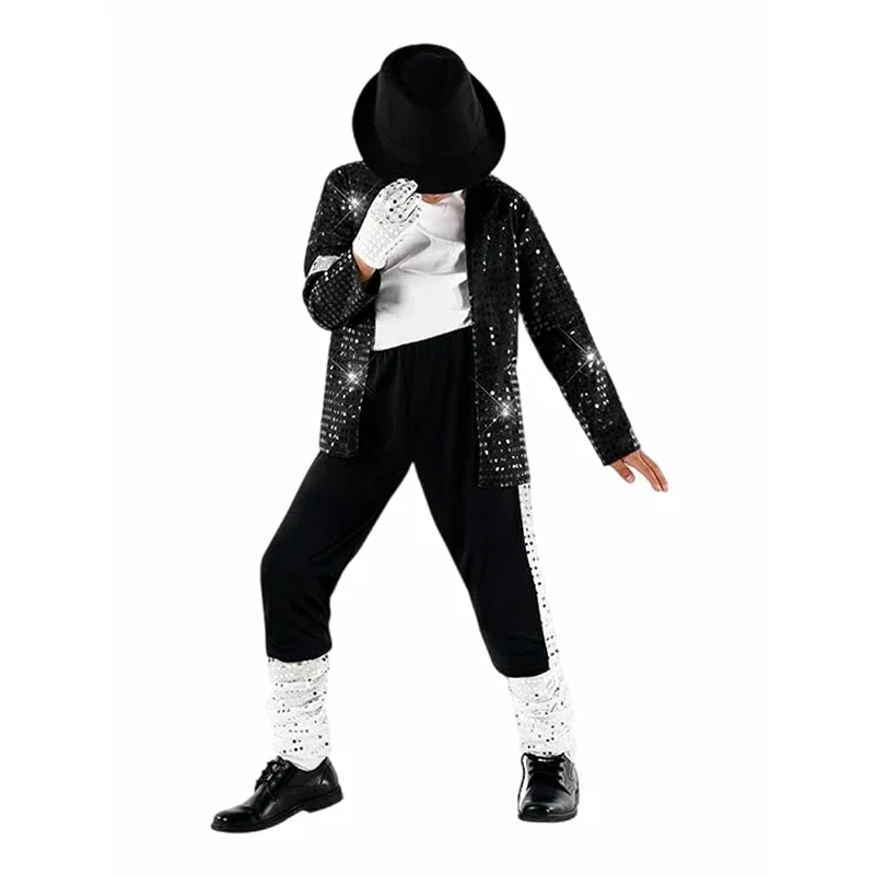 Boys Celebrity Cosplay Costume Set Sequin Jacket Pants With Accessories Kids Carnival Birthday Hip Hop Performance Outfit
