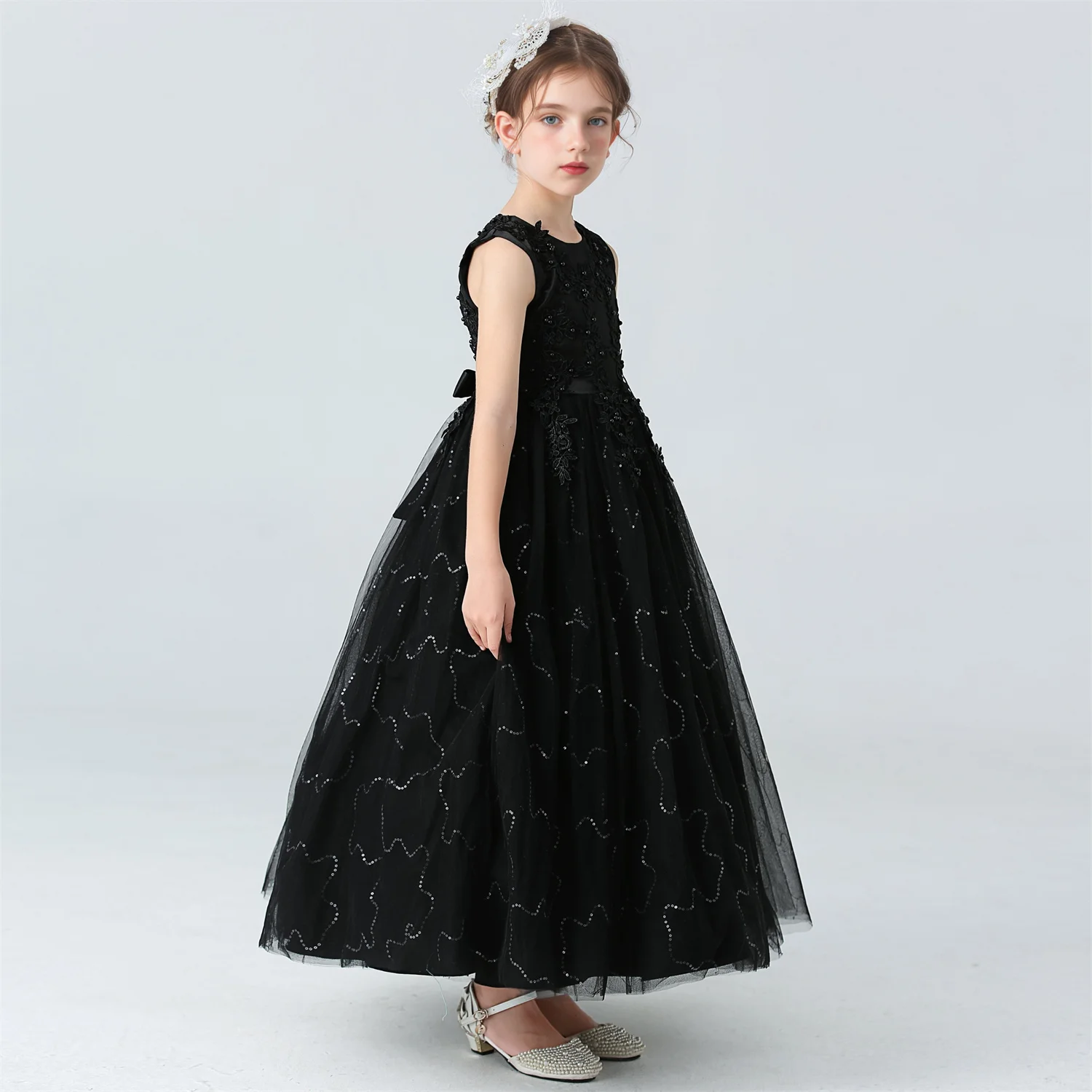 BX683 Kids Dresses For Girls Lace Dress Gown Princess Clothes Children Formal Evening Party Flower Girls Wedding Vestidois