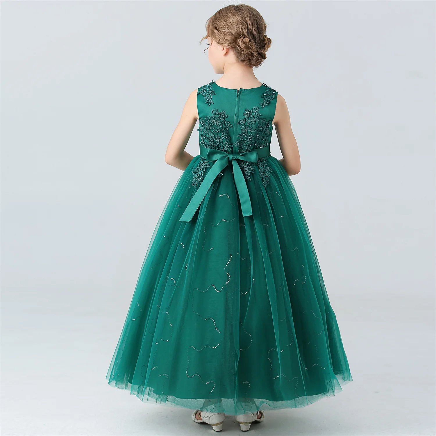 BX683 Kids Dresses For Girls Lace Dress Gown Princess Clothes Children Formal Evening Party Flower Girls Wedding Vestidois