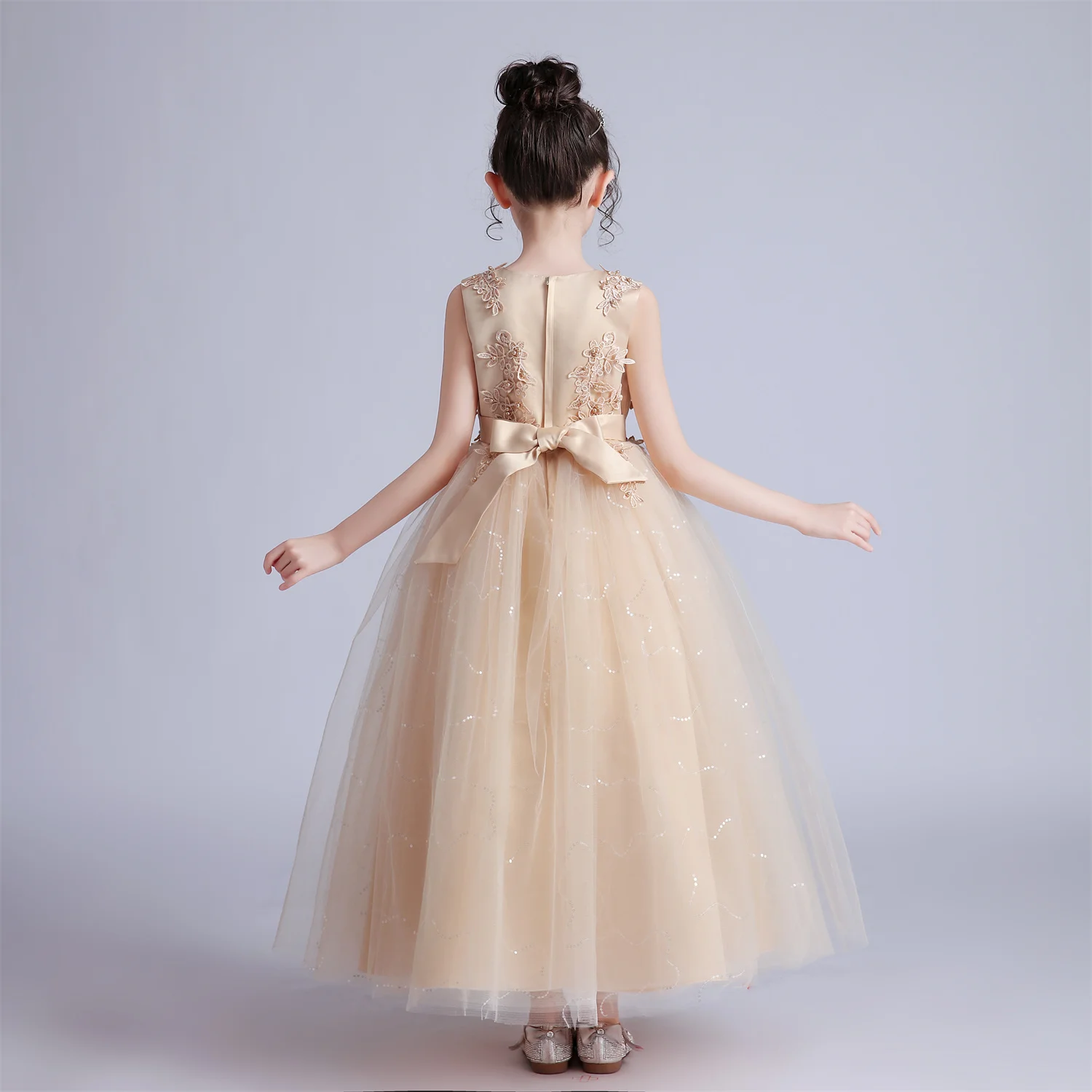 BX683 Kids Dresses For Girls Lace Dress Gown Princess Clothes Children Formal Evening Party Flower Girls Wedding Vestidois