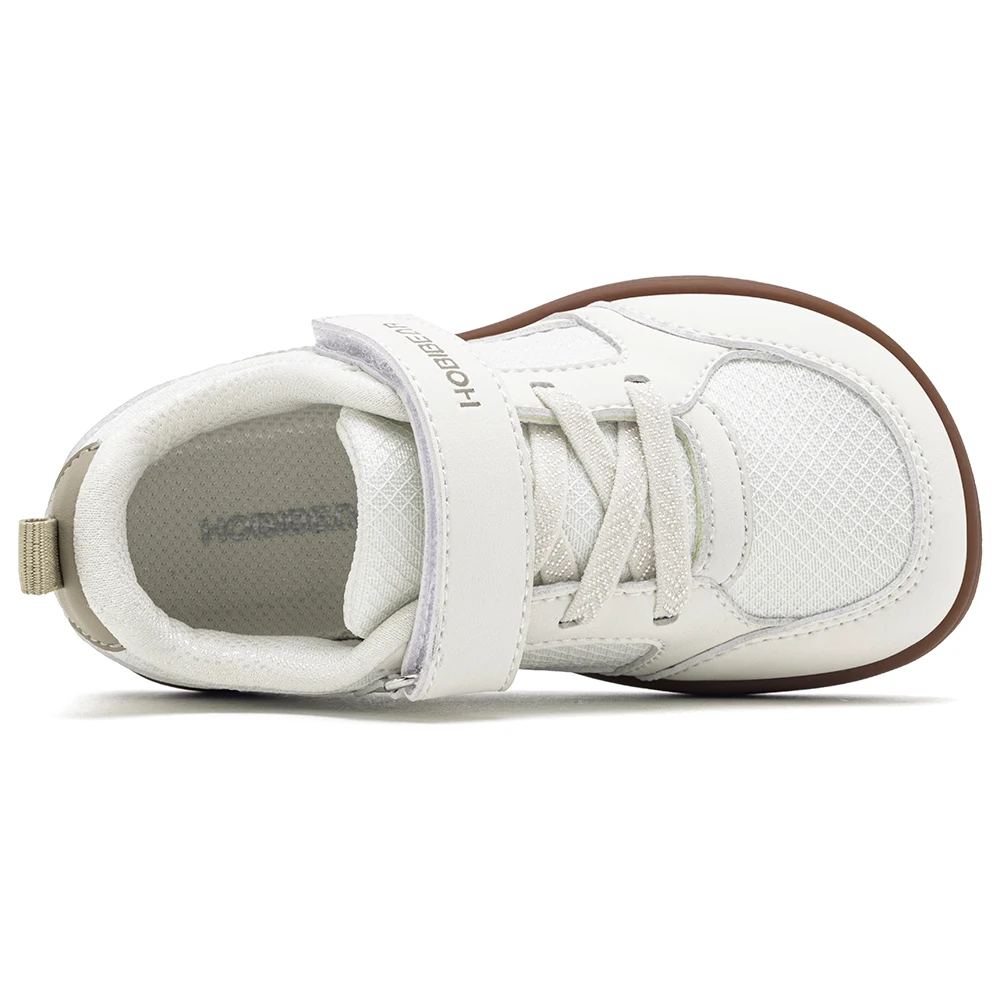 HOBIBEAR Toddler Kids Wide Toe Shoes Hook-Loop Minimalist Sneakers Lightweight Artificial Leather Mesh Walking Shoes
