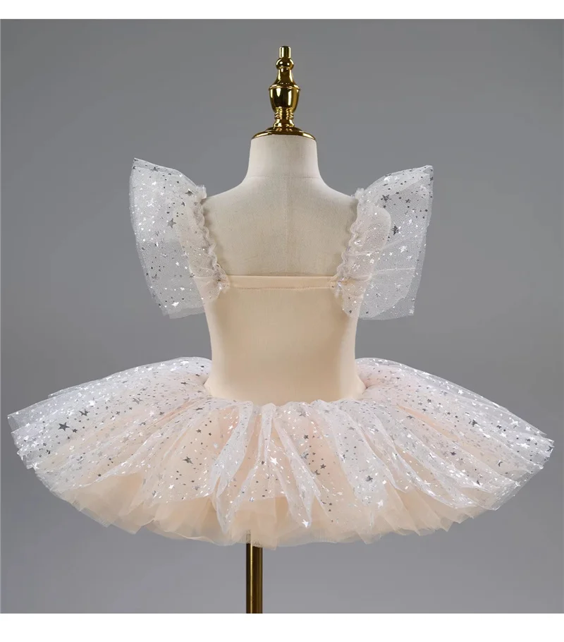 Romantic Kids Ballet Tutu Dress Girl's Dance Skirt Gold Sequin Ballet Skirt Performance Clothing Children Long Princess Dress
