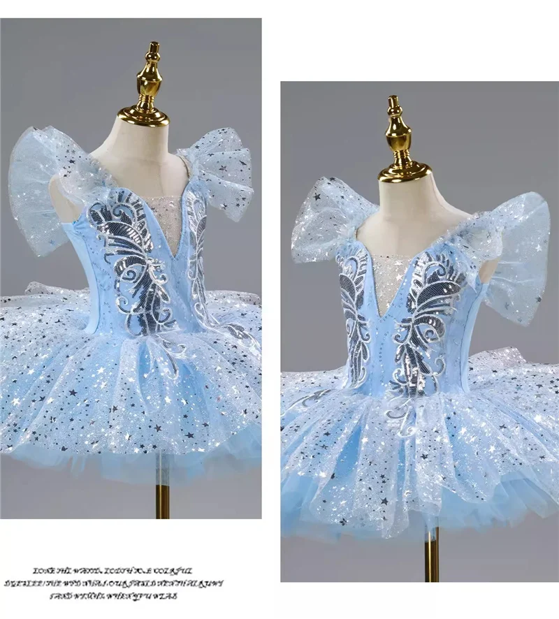 Romantic Kids Ballet Tutu Dress Girl's Dance Skirt Gold Sequin Ballet Skirt Performance Clothing Children Long Princess Dress
