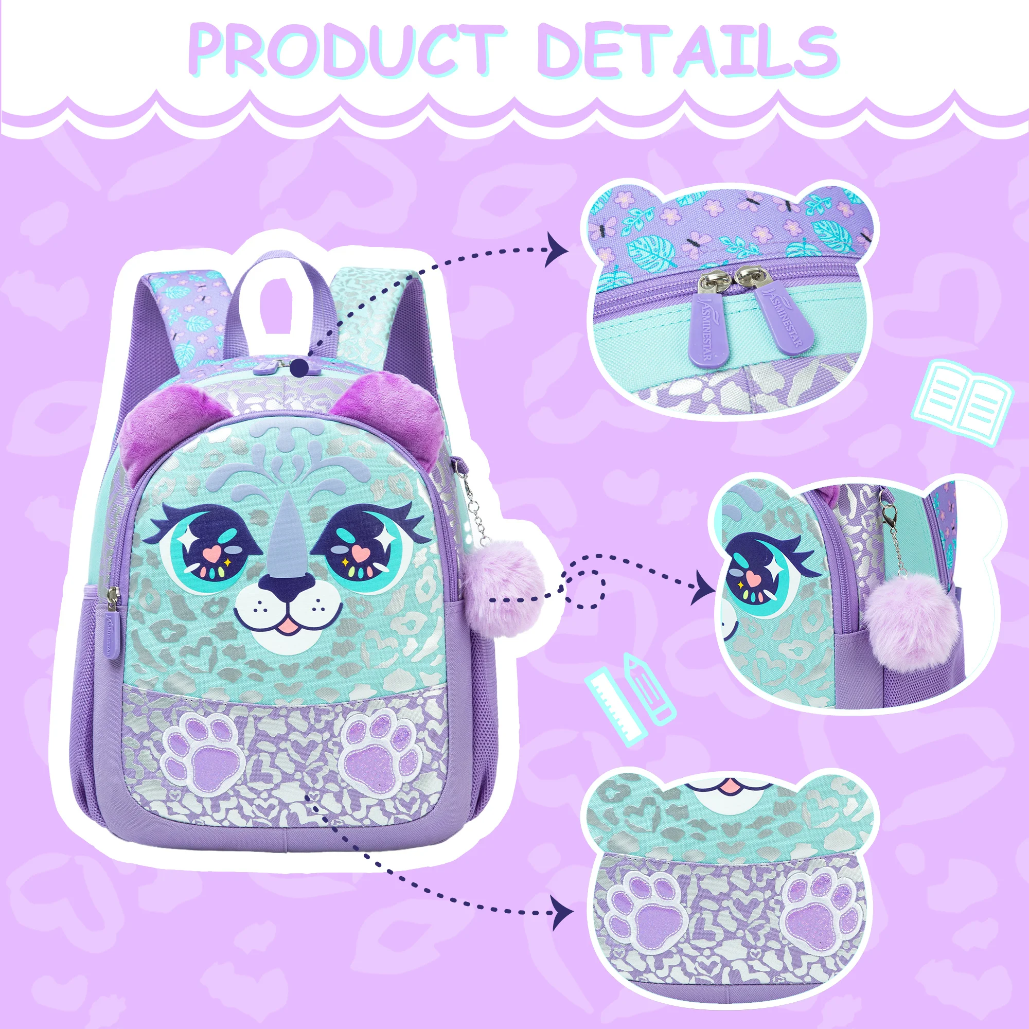 13‘’ Backpack for Girls Kindergarten Bag Sequins Kindergarten Primary School Backpack Girl School Bag