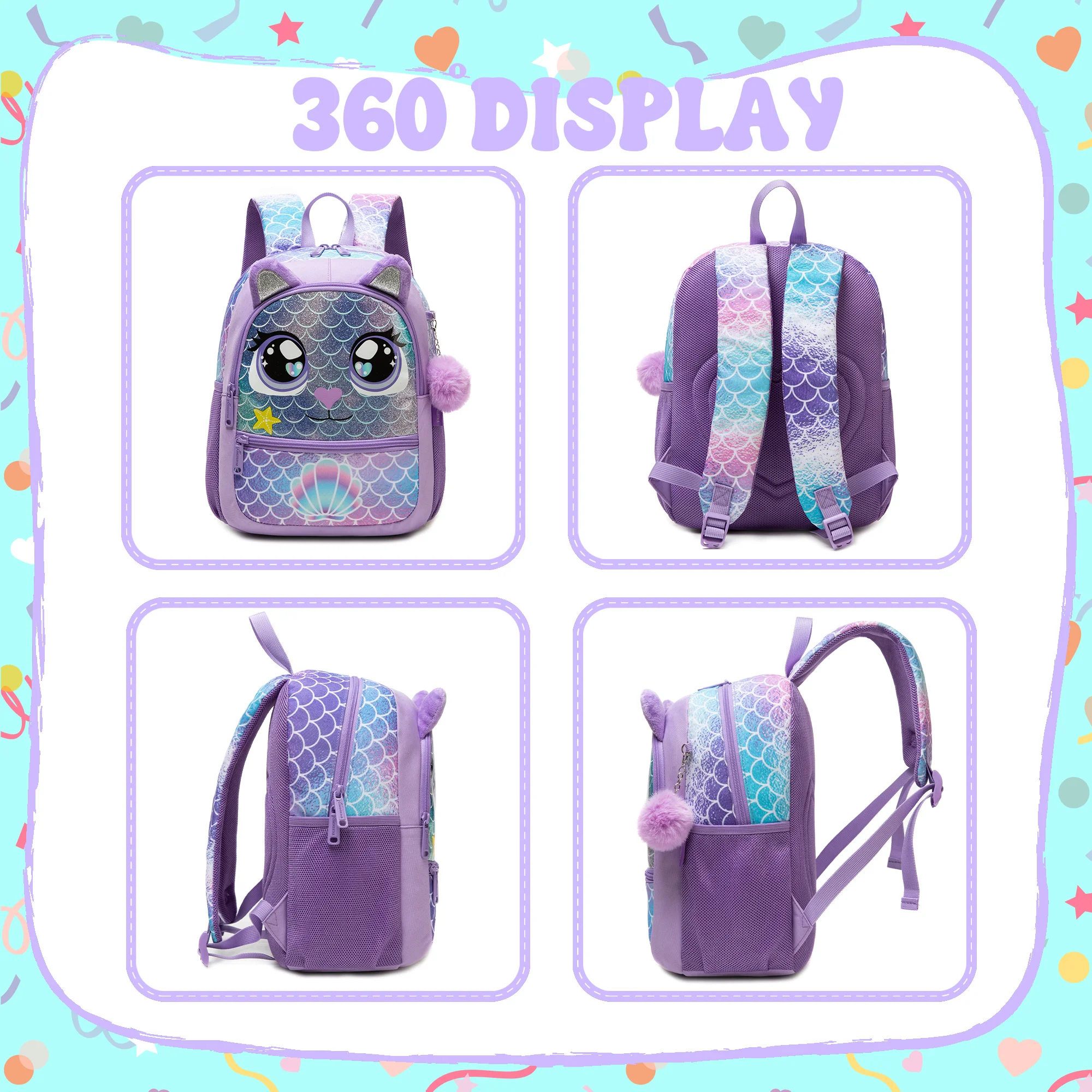 13‘’ Backpack for Girls Kindergarten Bag Sequins Kindergarten Primary School Backpack Girl School Bag