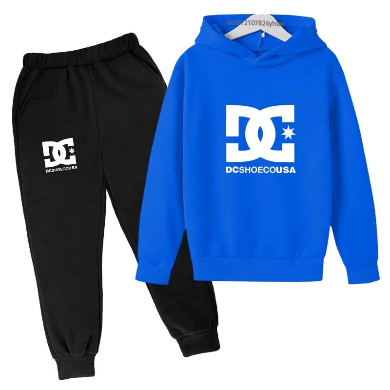 Kids Spring Autumn Casual Simple Print 2pcs Hoodie+Pants Tracksuits Trend Outfits Clothes Sets For 2-13 Years Boys And Girls