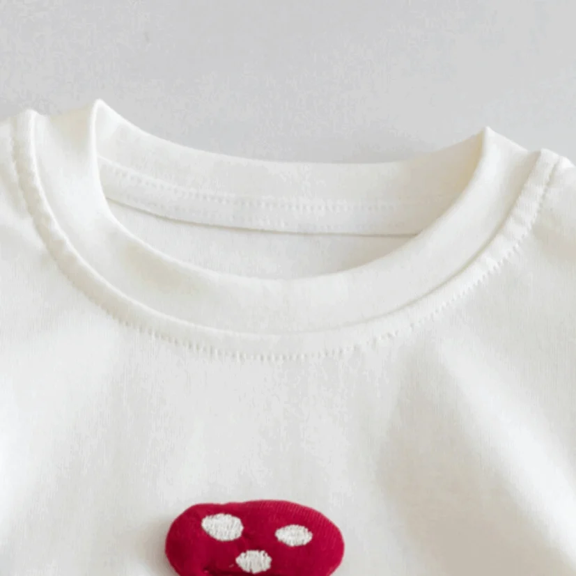 Infant Girls Sweet Mushroom Embroidery Sleeveless Blouse Red Polka Dot Puff Shorts Toddler Summer Daily Wear Outfit Set