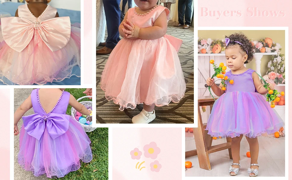 Baby Dresses Girl 1st Birthday Party Backless Embroidery Elegant Big Bow Wedding White Tutu Gown Girls Christening Costume
