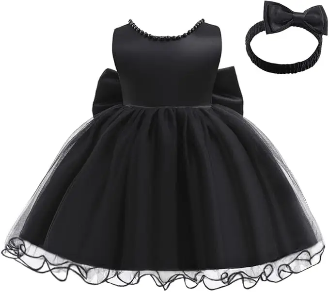 Baby Dresses Girl 1st Birthday Party Backless Embroidery Elegant Big Bow Wedding White Tutu Gown Girls Christening Costume
