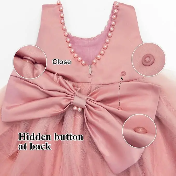 Baby Dresses Girl 1st Birthday Party Backless Embroidery Elegant Big Bow Wedding White Tutu Gown Girls Christening Costume