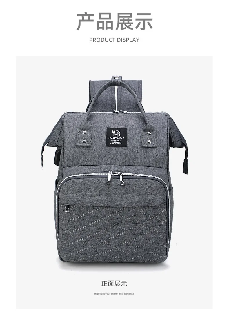 Multifunctional Large Capacity Diaper Backpack with Changing Mat - Hanging Stroller Organizer for Mom & Baby