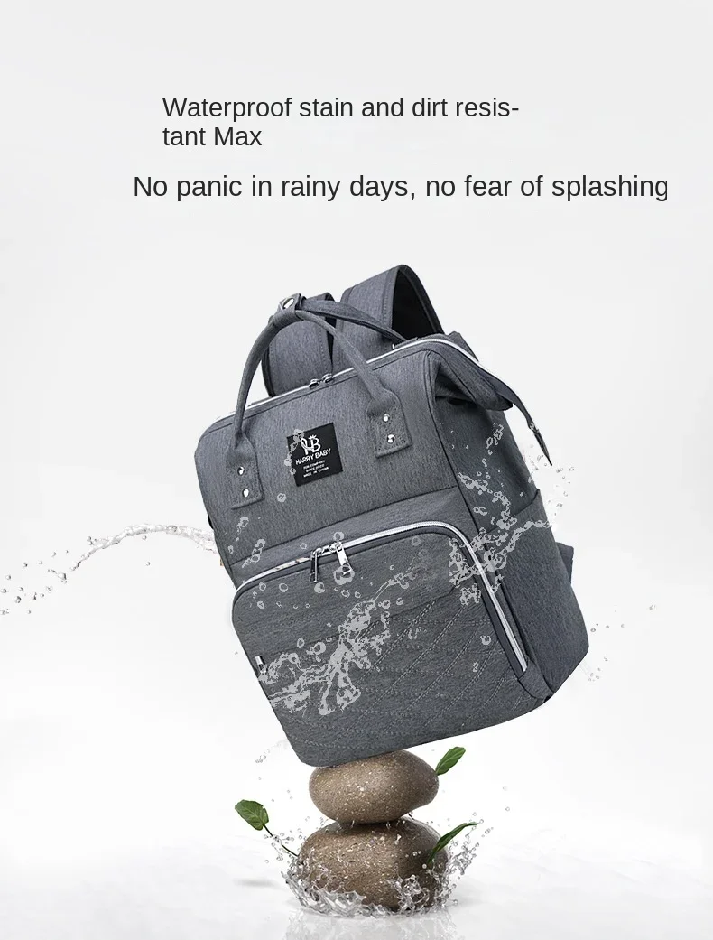 Multifunctional Large Capacity Diaper Backpack with Changing Mat - Hanging Stroller Organizer for Mom & Baby