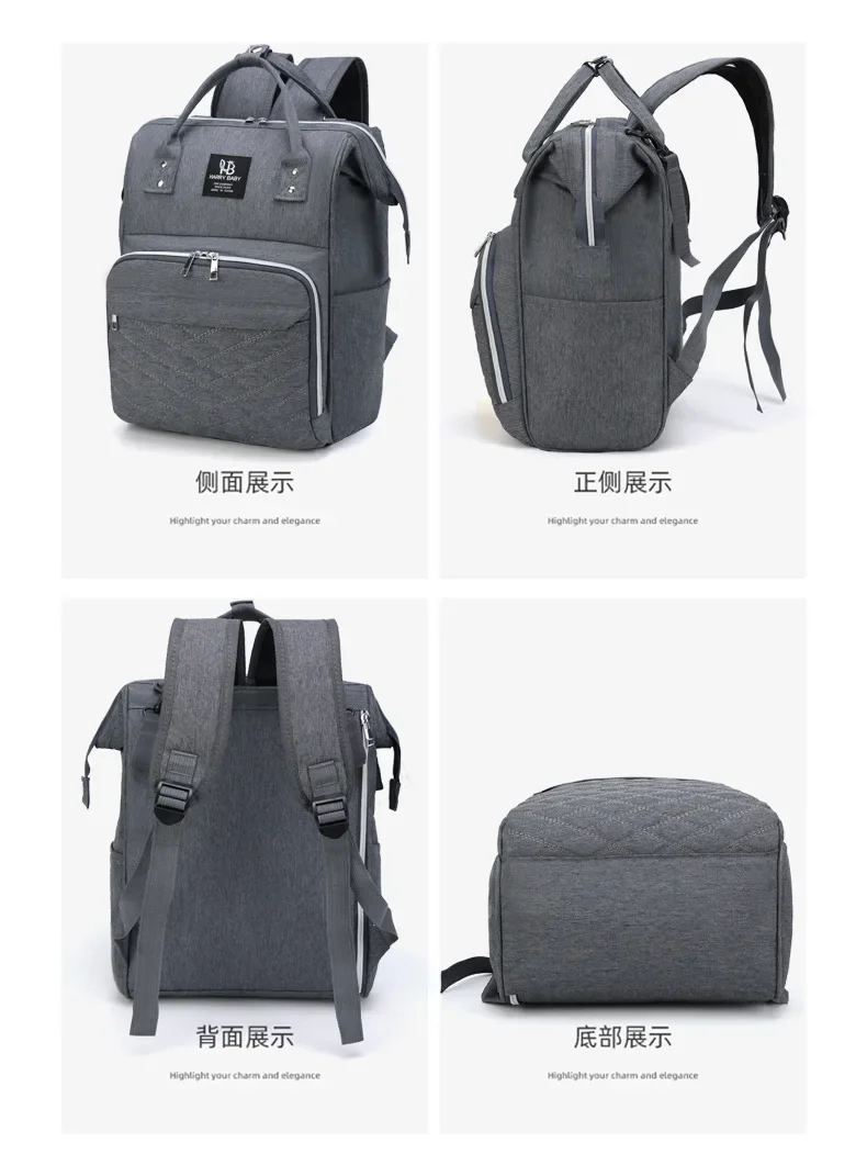 Multifunctional Large Capacity Diaper Backpack with Changing Mat - Hanging Stroller Organizer for Mom & Baby
