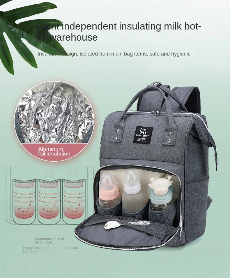 Multifunctional Large Capacity Diaper Backpack with Changing Mat - Hanging Stroller Organizer for Mom & Baby