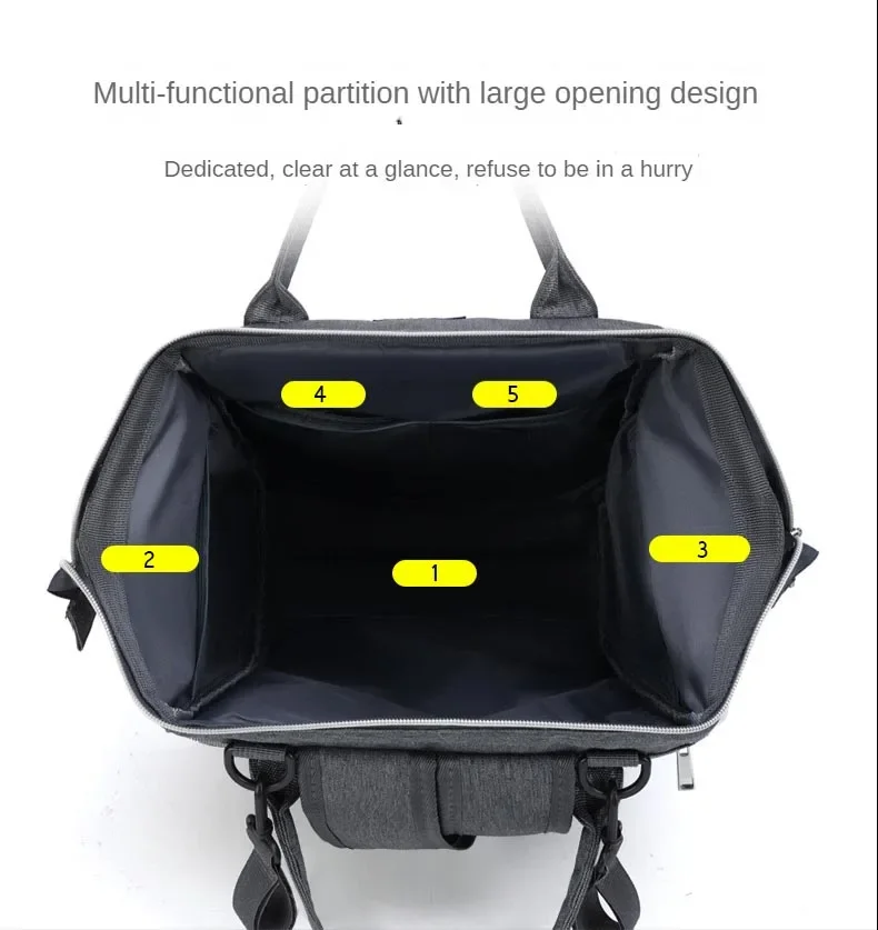 Multifunctional Large Capacity Diaper Backpack with Changing Mat - Hanging Stroller Organizer for Mom & Baby