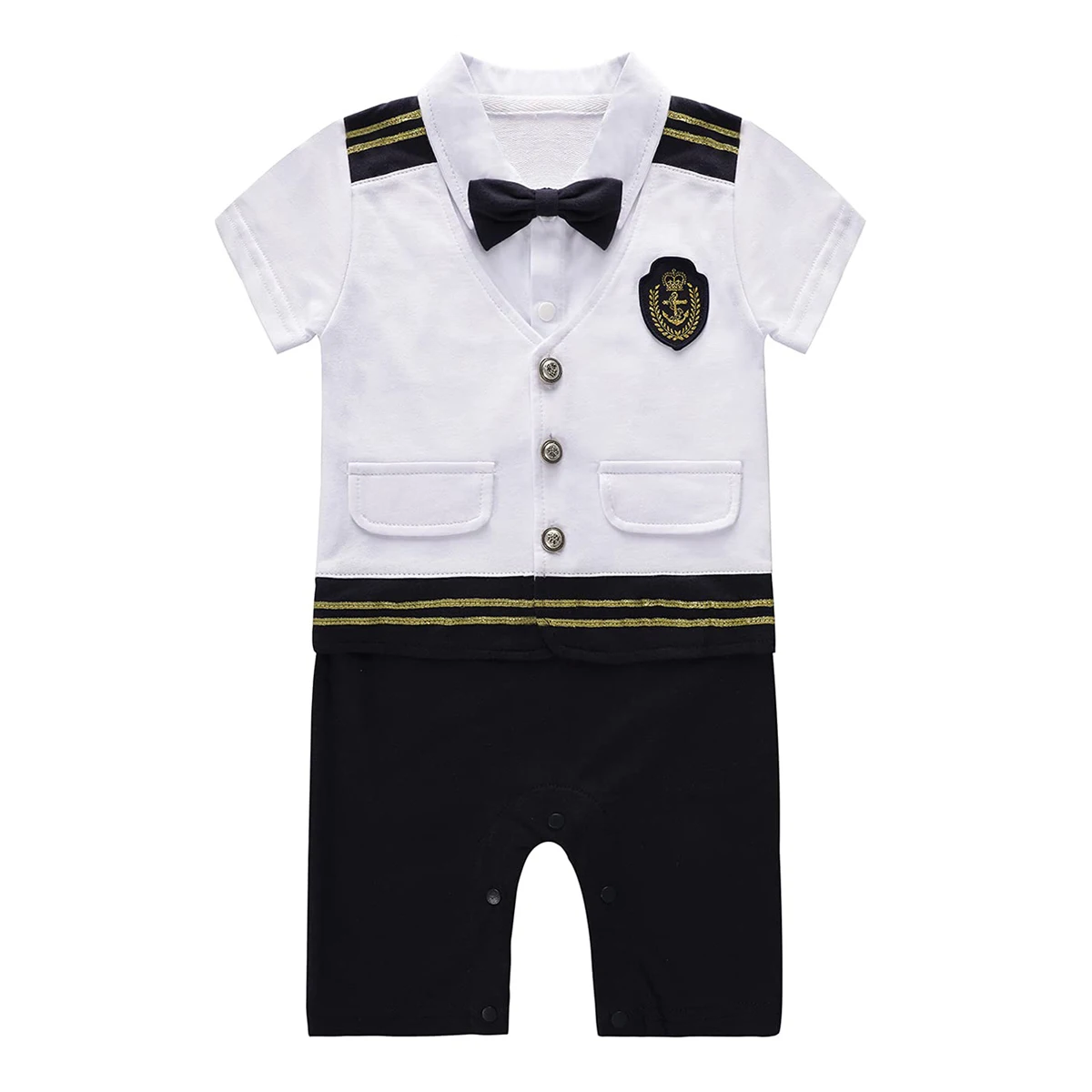 Baby Boy Clothes Playsuit Captain Sailor Romper Short Sleeve Jumpsuit Costumes Summer Outfits Newborn Baby Clothes Daily Wear