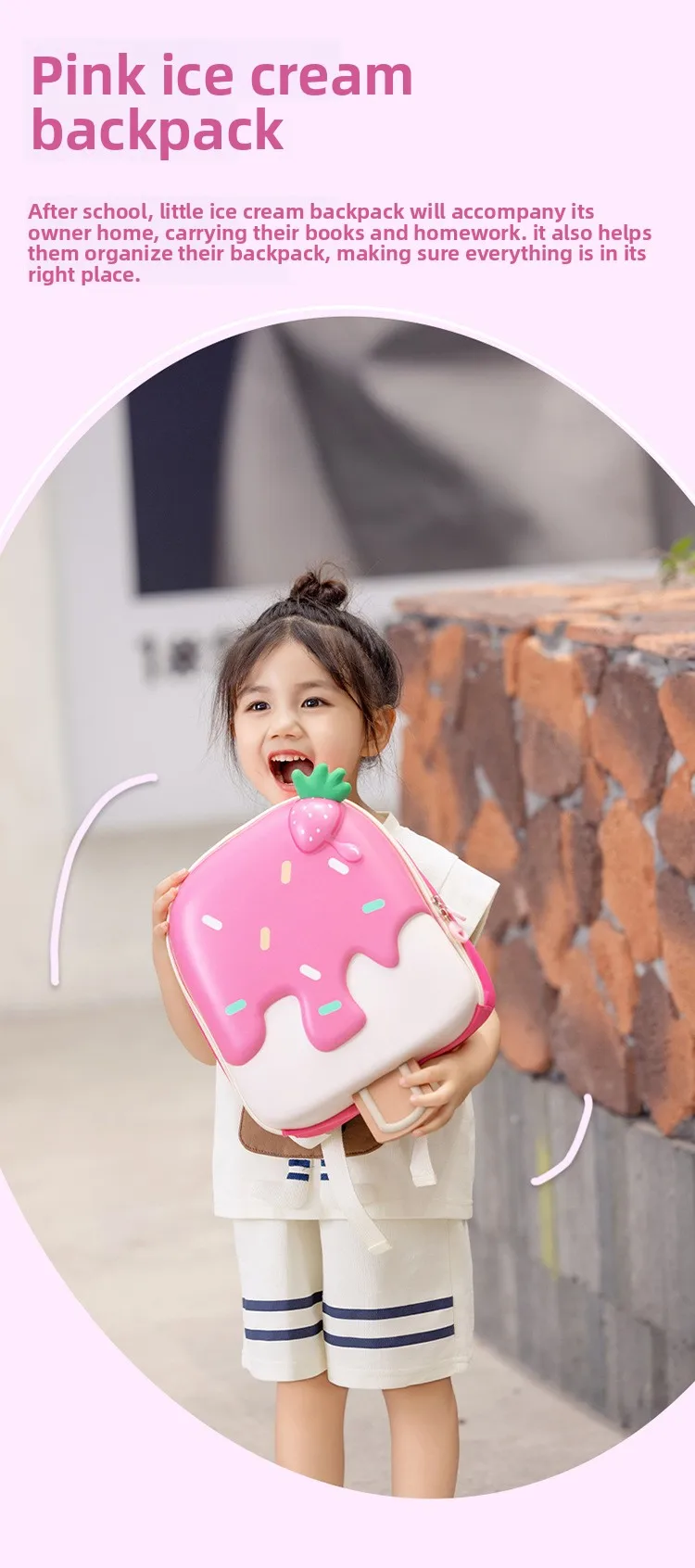Ice Cream Children's Backpack Fashion Princess Schoolbag Kindergarten Baby Shoulders Bag 3D Cute Bookbag Kids Birthday Gifts