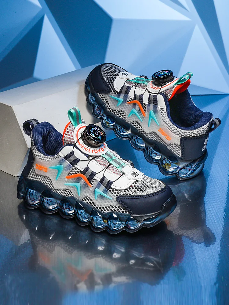 Parent-Child Shoes Women's New Autumn Thick-Soled Running Rotary Buckle Children Sports Casual Shoes for Girls and Boys