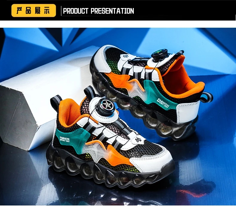 Parent-Child Shoes Women's New Autumn Thick-Soled Running Rotary Buckle Children Sports Casual Shoes for Girls and Boys
