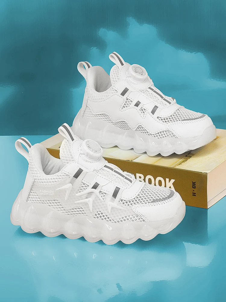 Parent-Child Shoes Women's New Autumn Thick-Soled Running Rotary Buckle Children Sports Casual Shoes for Girls and Boys