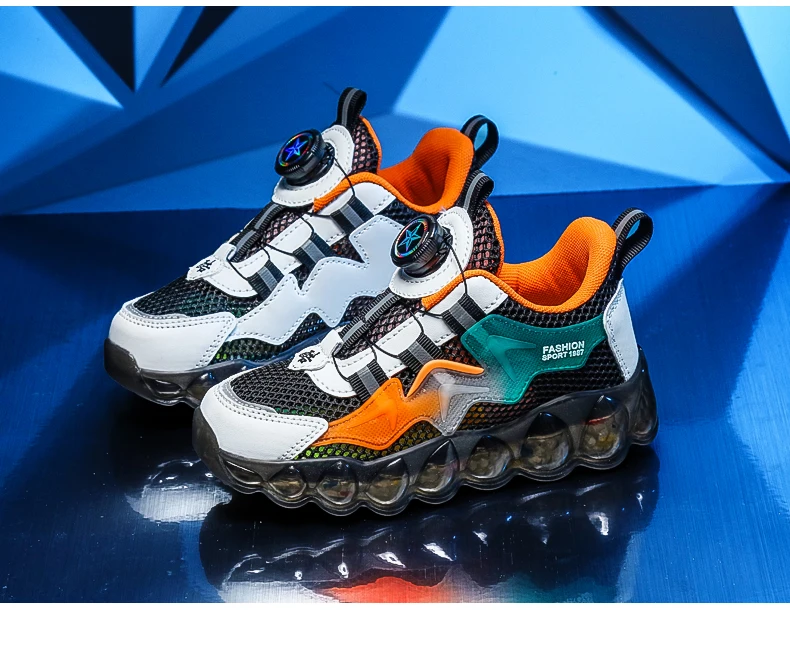 Parent-Child Shoes Women's New Autumn Thick-Soled Running Rotary Buckle Children Sports Casual Shoes for Girls and Boys