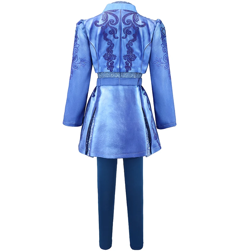 Girls Descendants Blue Jacket Wicked Fairy Tale Halloween Fancy Dress Outfit Kids Carnival Birthday Party Clothes Girls Theme Ev