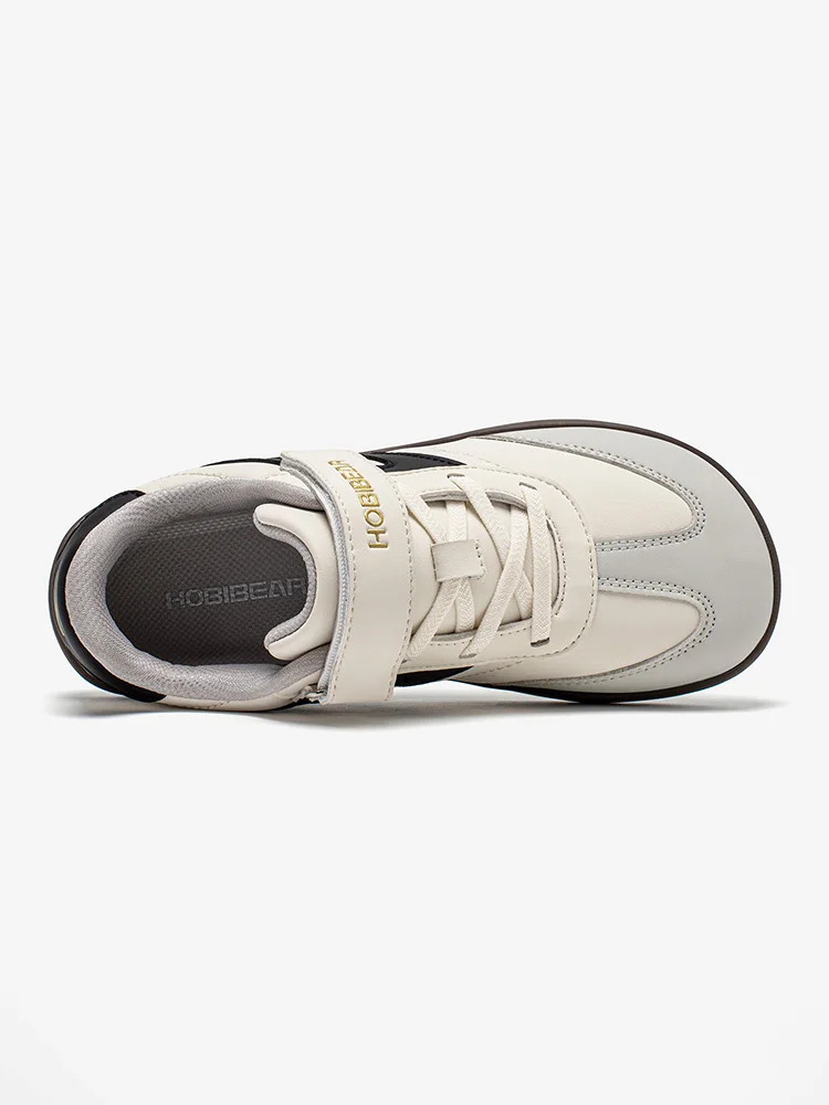 HOBIBEAR Big Kids Barefoot Shoe Wide Toe Hook Loop Sneaker Artificial Leather Non-Slip Zero Drop Lightweight Comfort Shoe