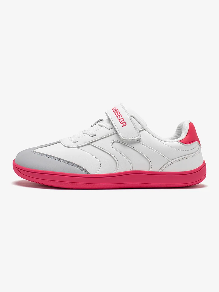 HOBIBEAR Big Kids Barefoot Shoe Wide Toe Hook Loop Sneaker Artificial Leather Non-Slip Zero Drop Lightweight Comfort Shoe