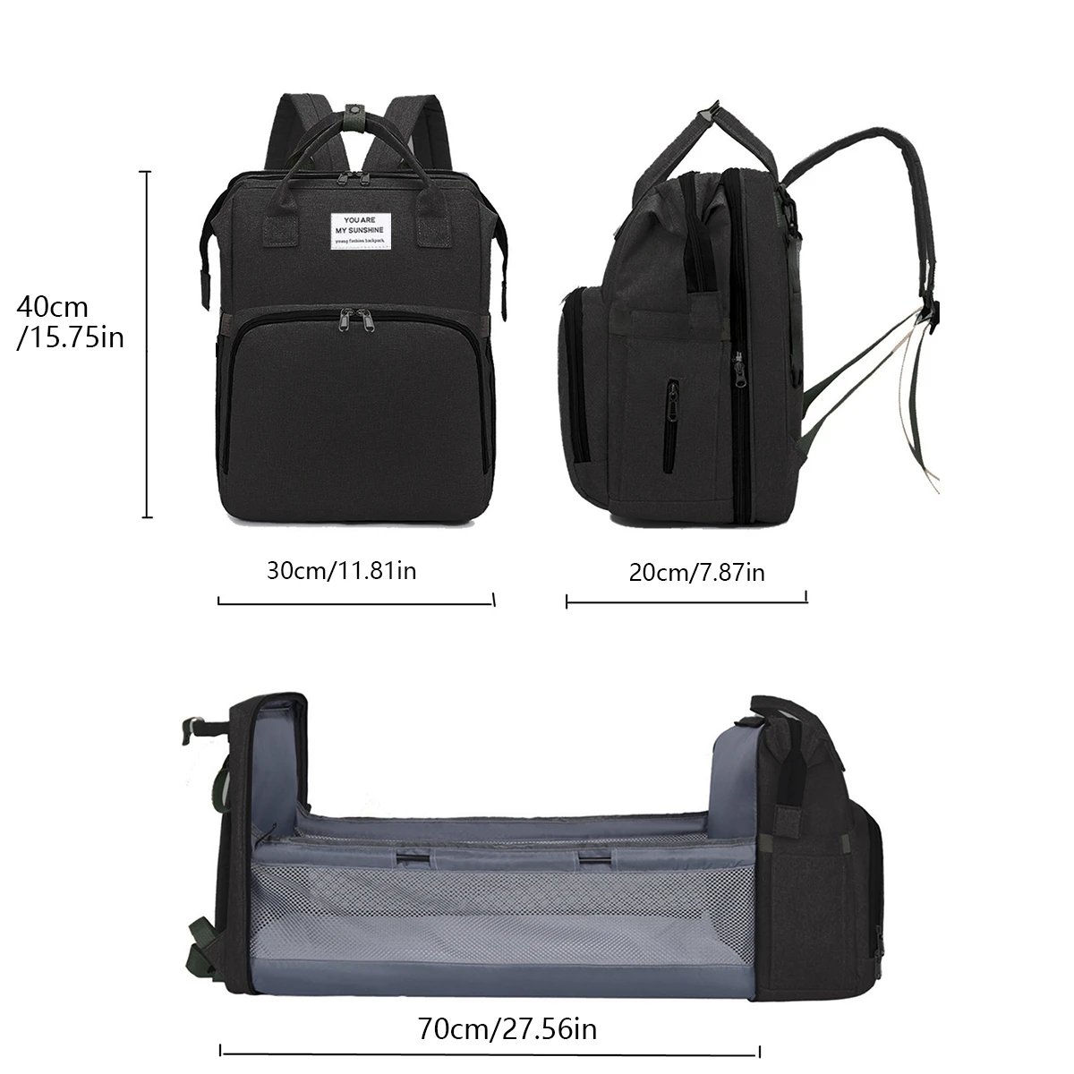 Folding Mommy Bag Lightweight Portable Folding Crib Bed Large-Capacity Baby Backpack Female Mommy Outting Bag Mummy Bag