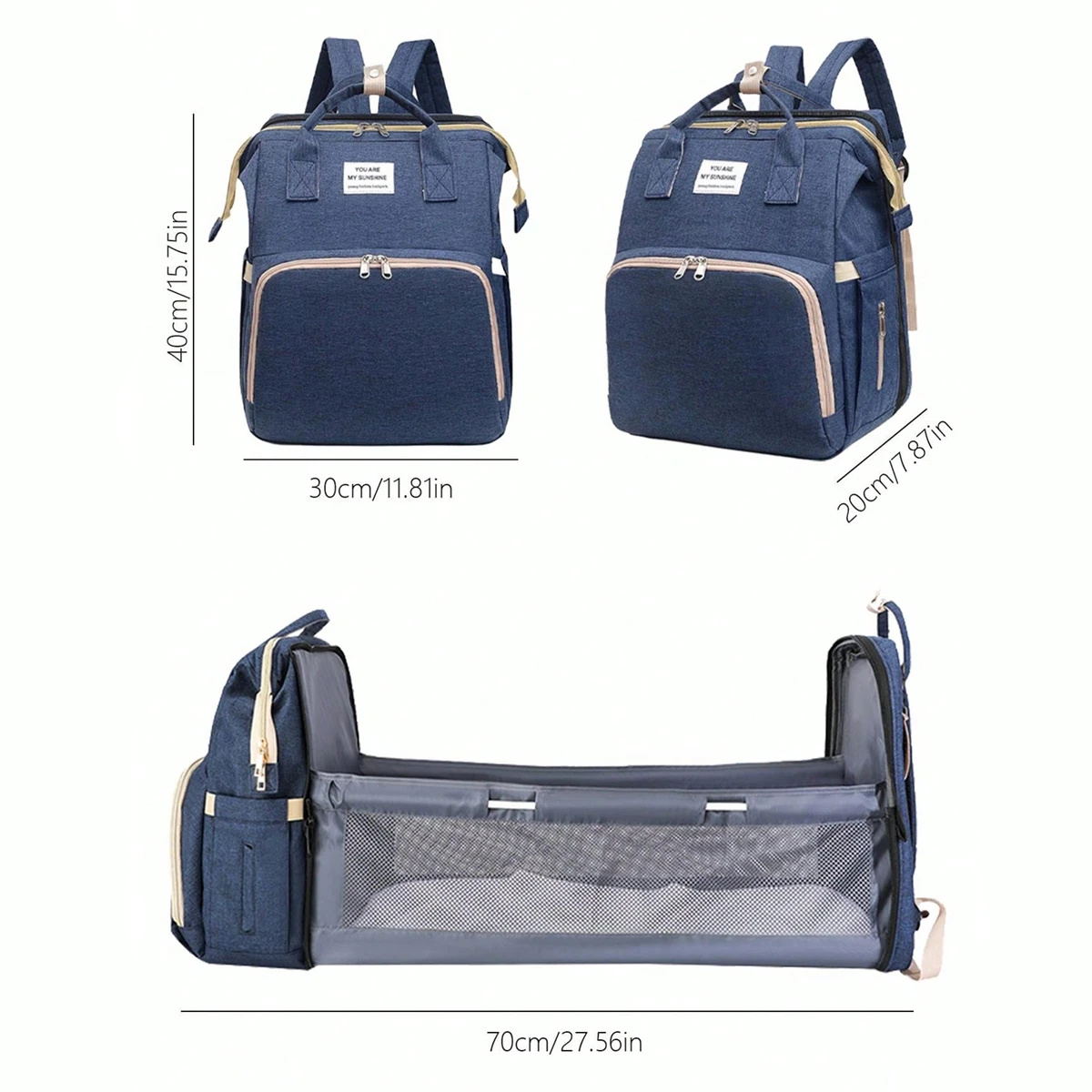 Folding Mommy Bag Lightweight Portable Folding Crib Bed Large-Capacity Baby Backpack Female Mommy Outting Bag Mummy Bag