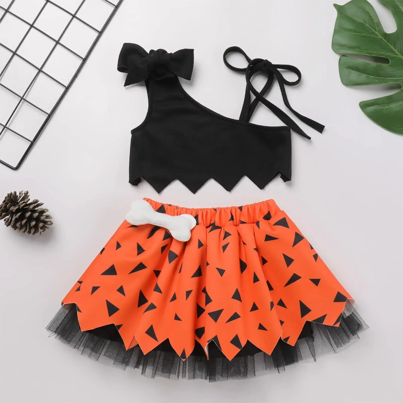 Toddler Baby Caveman Halloween Costume Kids Boys Girls Primitive Cosplay Dress Shorts Set with Props Holiday Party Fancy Dress