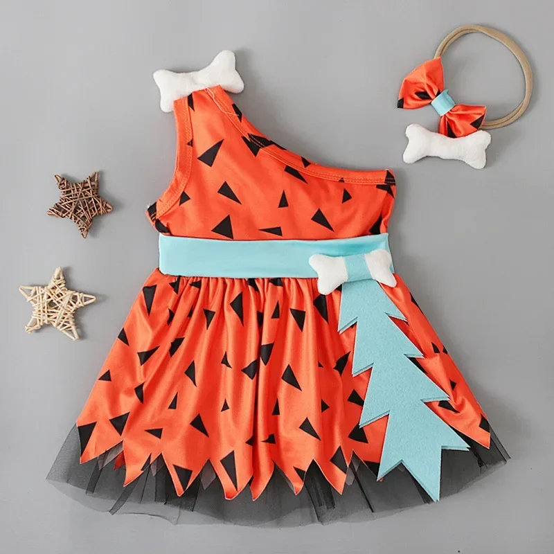 Toddler Baby Caveman Halloween Costume Kids Boys Girls Primitive Cosplay Dress Shorts Set with Props Holiday Party Fancy Dress