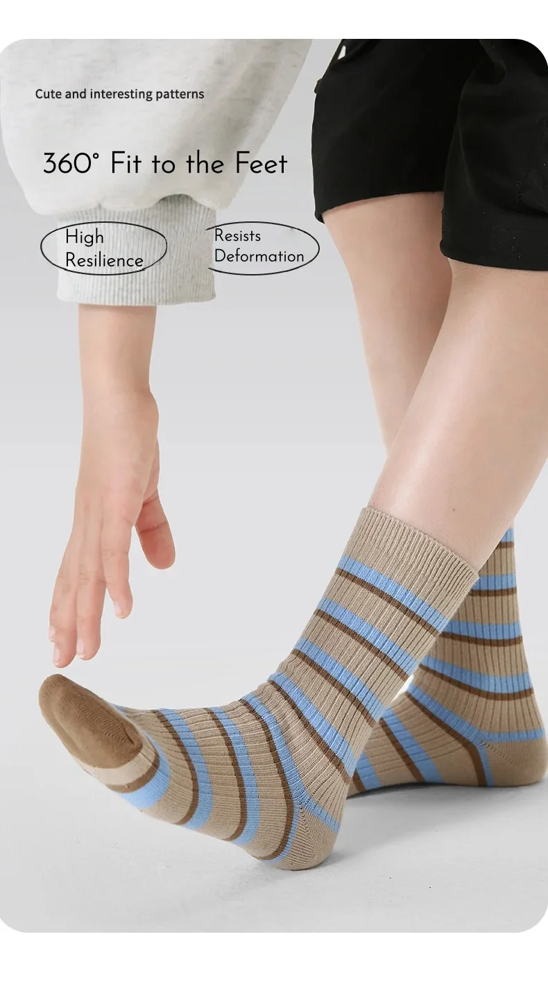 2026 Spring Children's Socks Cartoon Puppy Letter Pattern Calf Cotton Socks Kids Boys Girls Socks 4 Pairs