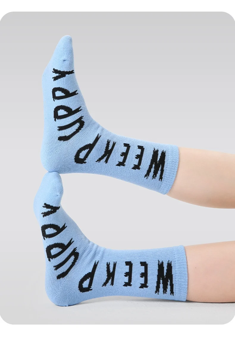 2026 Spring Children's Socks Cartoon Puppy Letter Pattern Calf Cotton Socks Kids Boys Girls Socks 4 Pairs