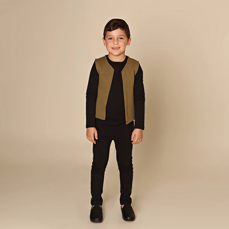 AA-New Arrivals Winter Shabbos Robe Boy and Girls Family Clothing Set baby Footie Cotton Spandex and Outer Warm sandwich Layer