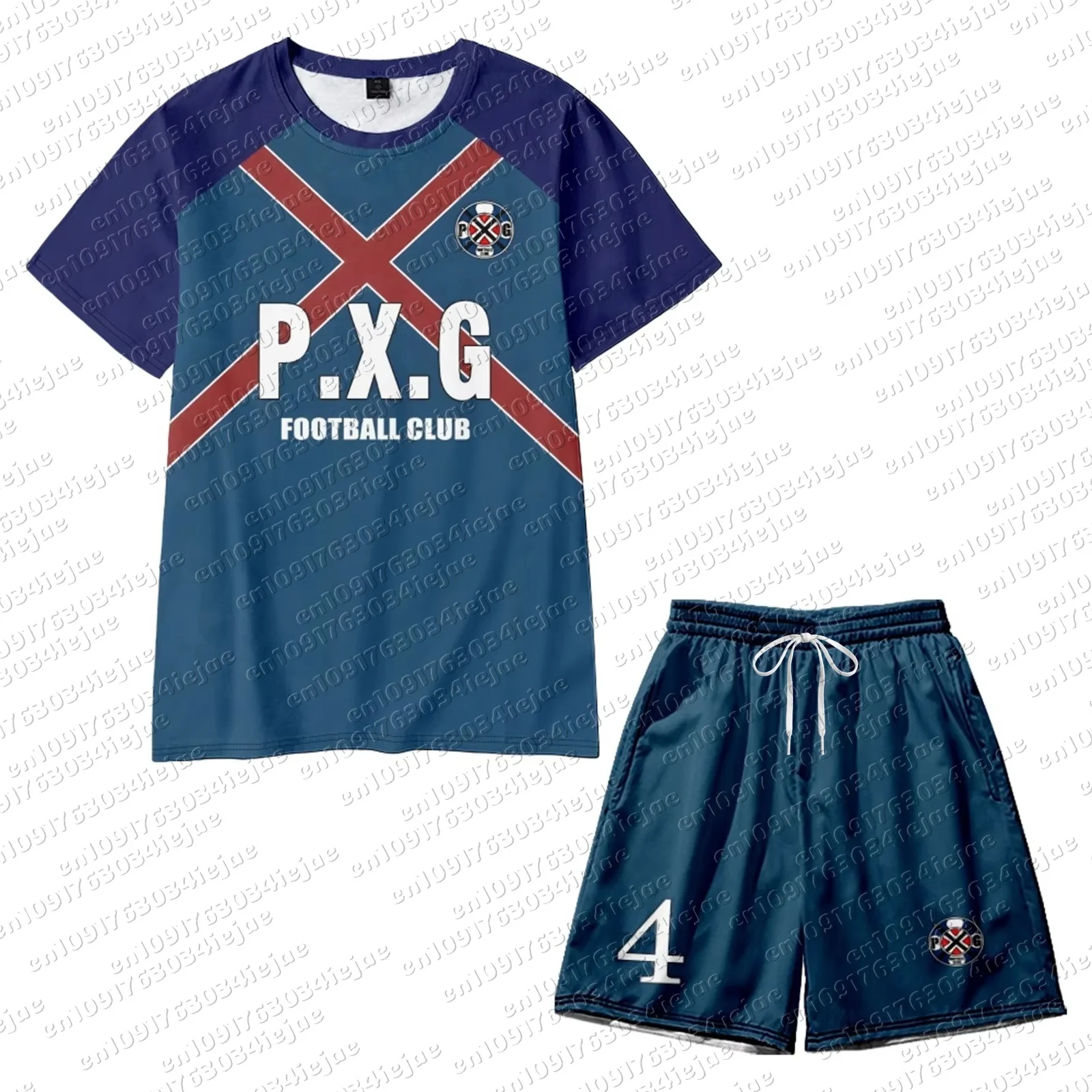 2026 Kid Anime Blue Lock P.X.G Football Cosplay Jersey Football Uniform T Shirts Shorts Sportwear Outfit Fashion 2 PCS Sets