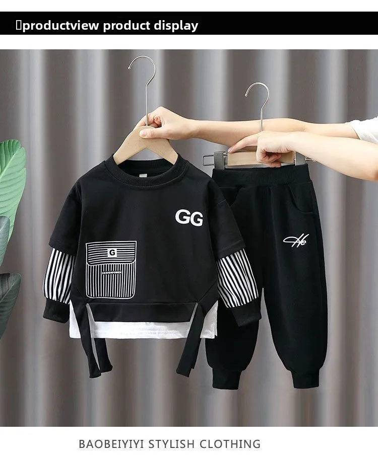 2Pcs 2026 New Style Autumn Winter Baby Boys Long Sleeve Sweatshirt &Pant Casual Sports Suit Western Fashion Clothes Set For 1-3Y