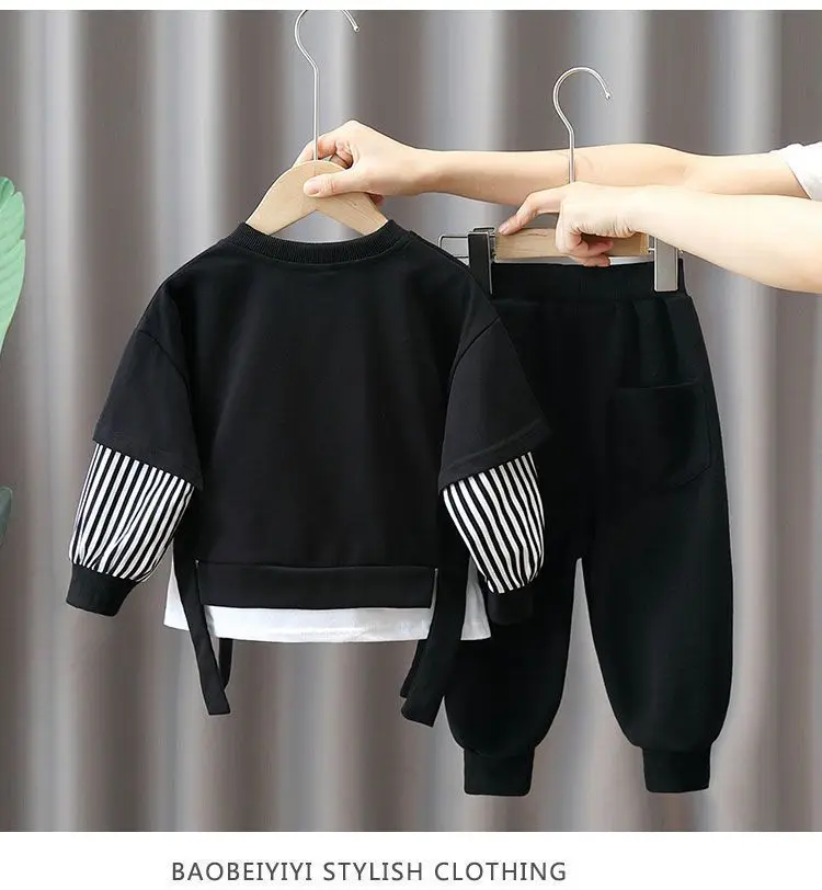 2Pcs 2026 New Style Autumn Winter Baby Boys Long Sleeve Sweatshirt &Pant Casual Sports Suit Western Fashion Clothes Set For 1-3Y